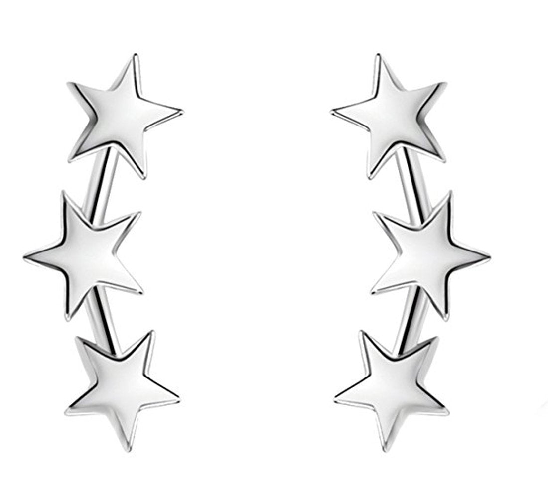 Heather Needham Sterling Silver Three stars Earrings - Size: 3mm x 12mm. Gift Boxed silver star stud earrings. SEE SECOND PHOTO FOR SIZE.5232/B41HN.