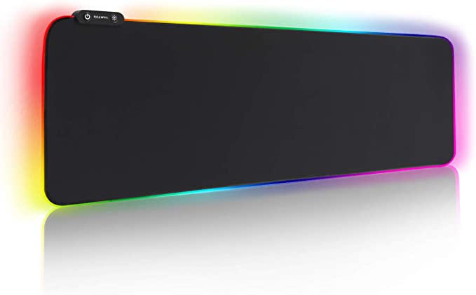 Large RGB Gaming Mouse Mat Pad- Reawul 14 Modes Oversized Glowing Led Extended Mousepad, Anti-Slip Rubber Base and Waterproof Surface, Extra Large Keyboard Mouse Mat - 800 x300 x4 mm
