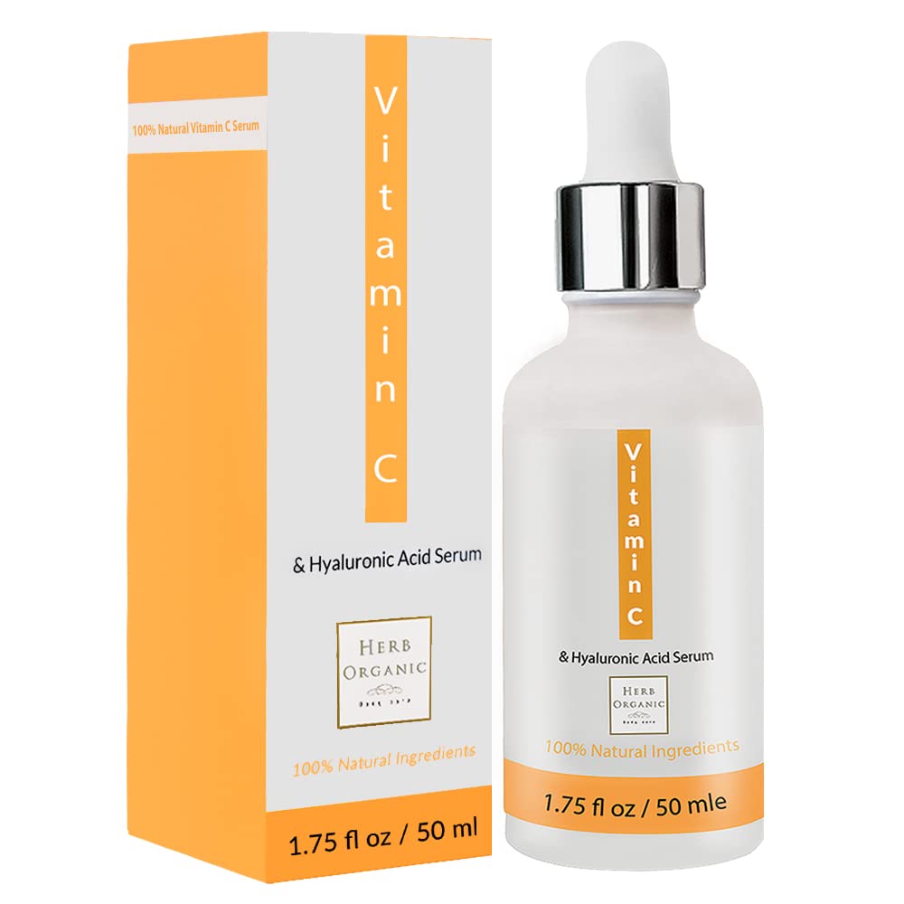 HerbOrganic Vitamin C Serum for Face-30ml | Anti-Aging with Hyaluronic Acid | Collagen Booster, Dark Spots and Anti Wrinkles (30)