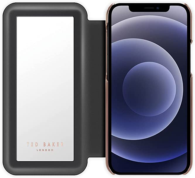 Ted Baker KNOWANE Mirror Folio Case for iPhone 12/12 Pro (6.1inch) - Porcelain Rose (Black)