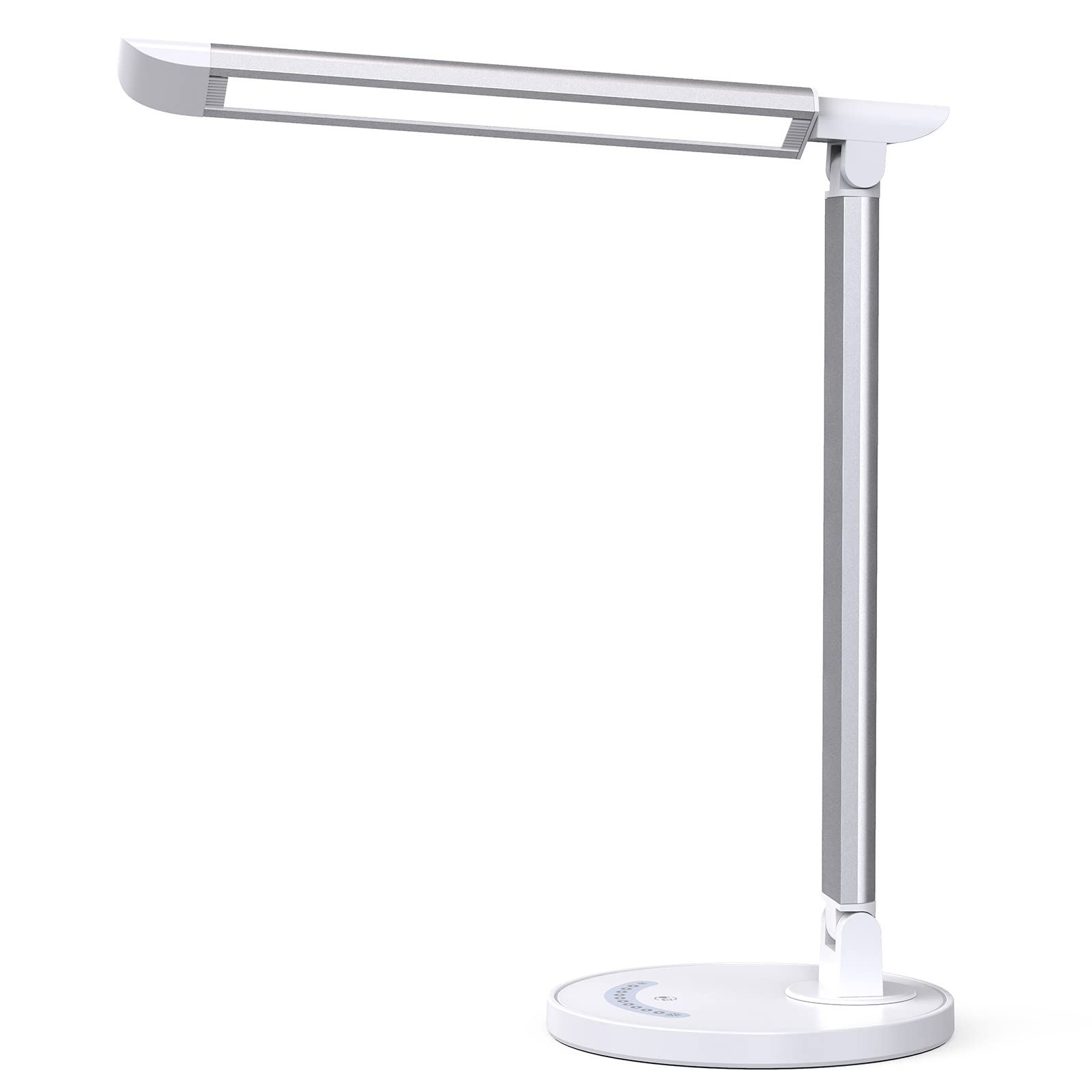 LED Desk Lamp for Study, Eye-Caring Desk Lamp White 5 Lighting Modes & 7 Brightness Levels Touch Control with Memory, Reading Lamp with USB Charging Port, Table Lamp for Study Desk 12W (White)