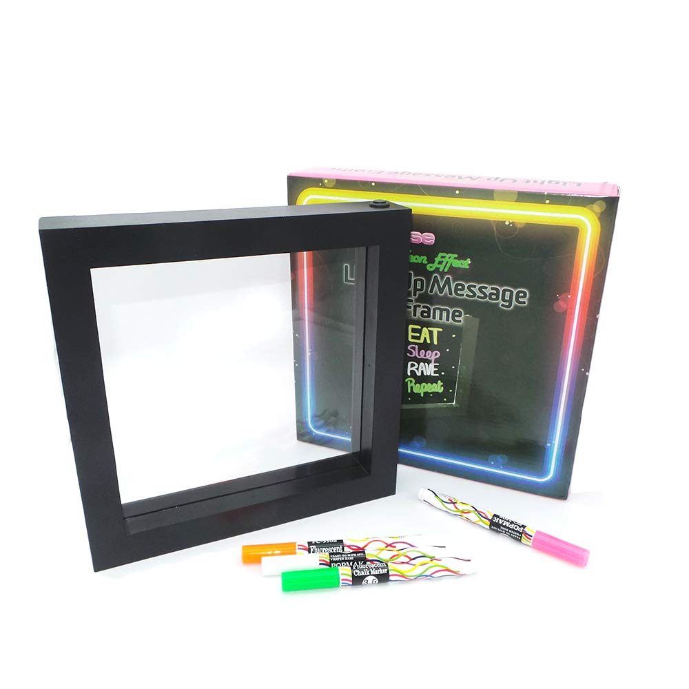 The Glowhouse Premium Light Up LED Neon Message Frame Memo Board Including 4 Neon Pens