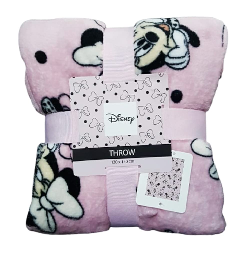 Primark Minnie Mouse Pink Soft Fleece Throw Bed Blanket Home Decor New Disney 120 cm X 150cm