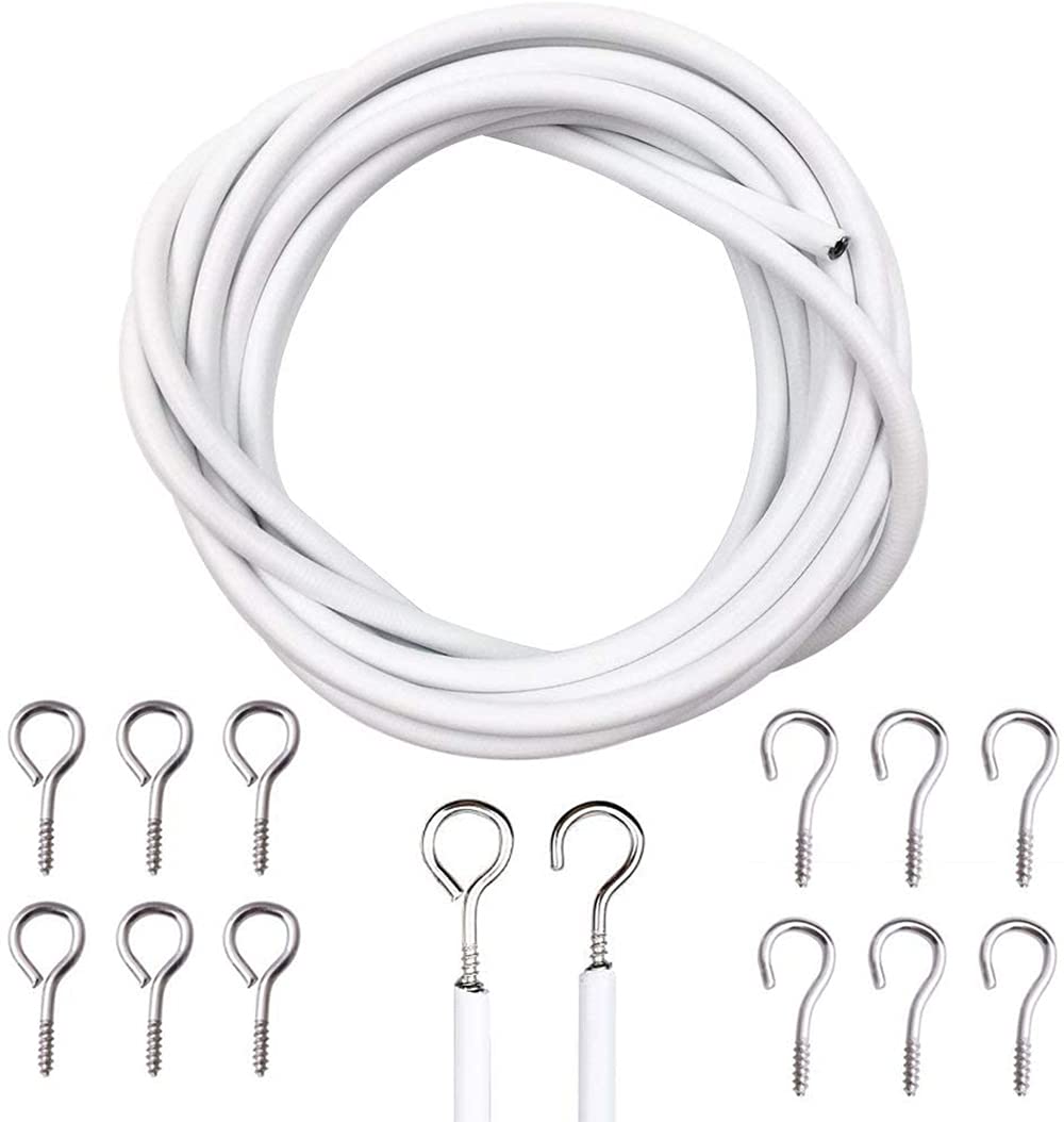 D.A.Y. Republic Curtain Wire Cord with 8 Pairs of Hooks & Eyes, Multi-Purpose Voile Wire Cable, Cut to Size, Perfect for Hanging up Net Curtains and Pictures (4m Curtain Wire)