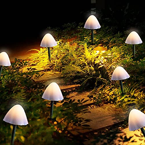 Chipark Solar Lights Outdoor Garden, 12 Pack LED Mushroom Shape Pathway Lights Solar Powered Fairy String Lights Outside Waterproof Landscape Stake Lights Decoration for Path Patio Yard