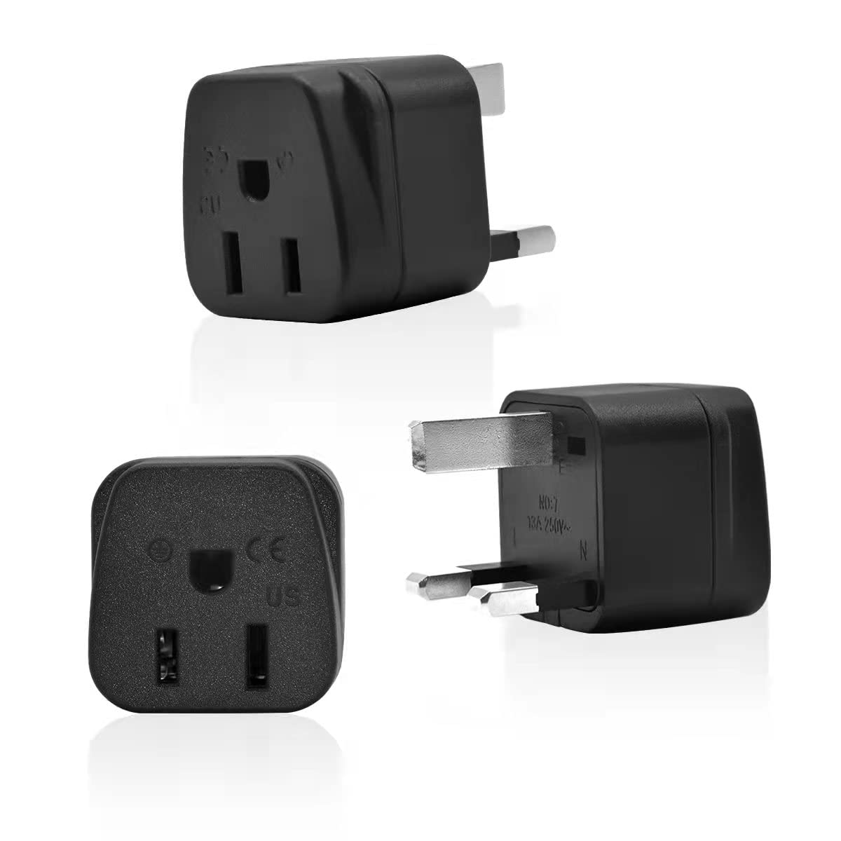 3-Pack US to UK Plug Adapter,SHUOMAO 2/3 Pin USA to 3 Pin UK Plug Adaptor,American/Canada/Mexico/Japan to British Plug Converter Power Adapter,for Type A/Type B Plug