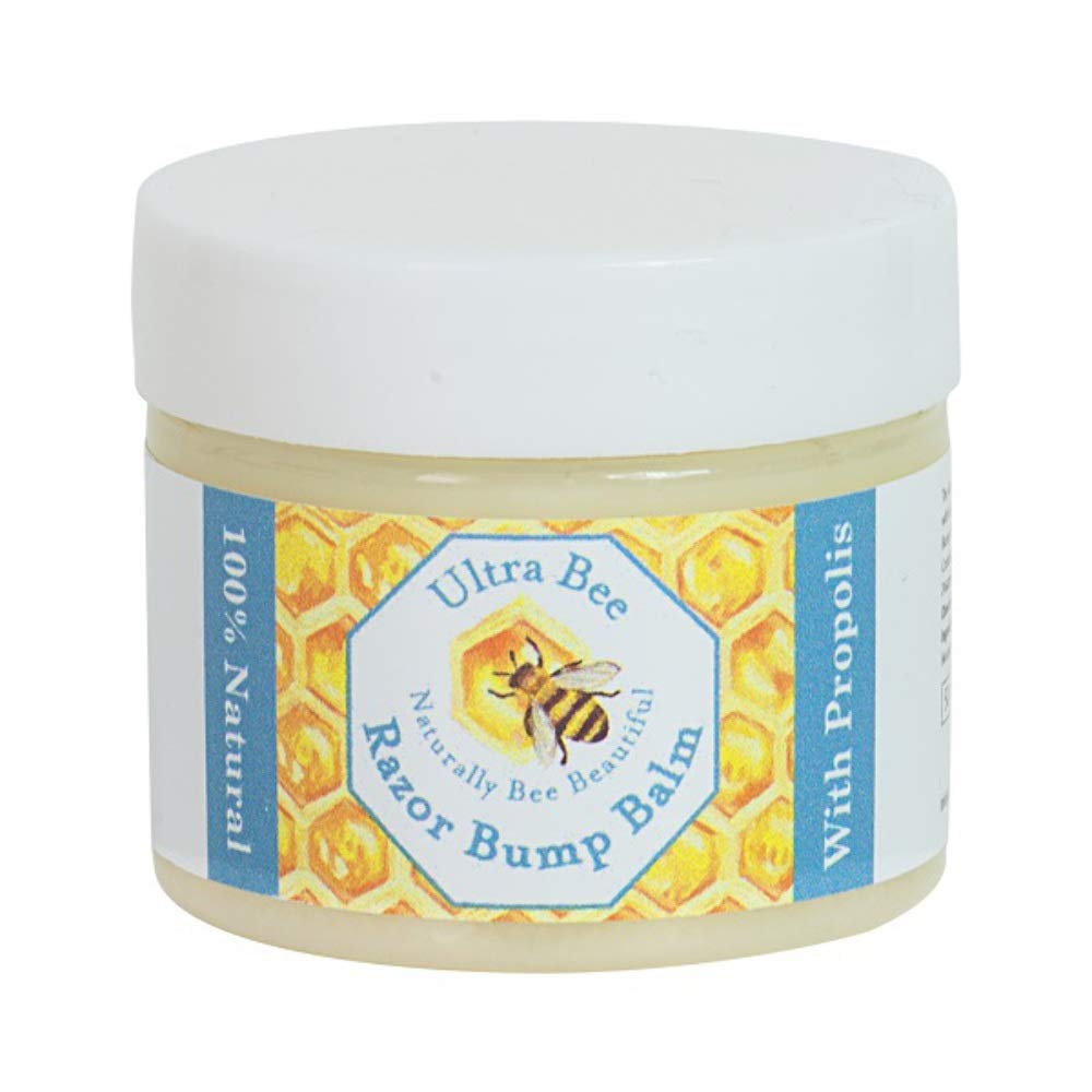 Ultra Bee Naturally Bee Beautiful Natural Aftershave Razor Bump Balm with Tea Tree 50ml, yellow