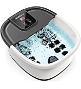 Foot Spa Massager with Heating, Bubbles, Vibration, Auto & Manual Electric Temperature Control & Pedicure Pumice Stone, Warm Soothing Soak Relief with 22 Removable Rollers and Total 264 Massage Nodes