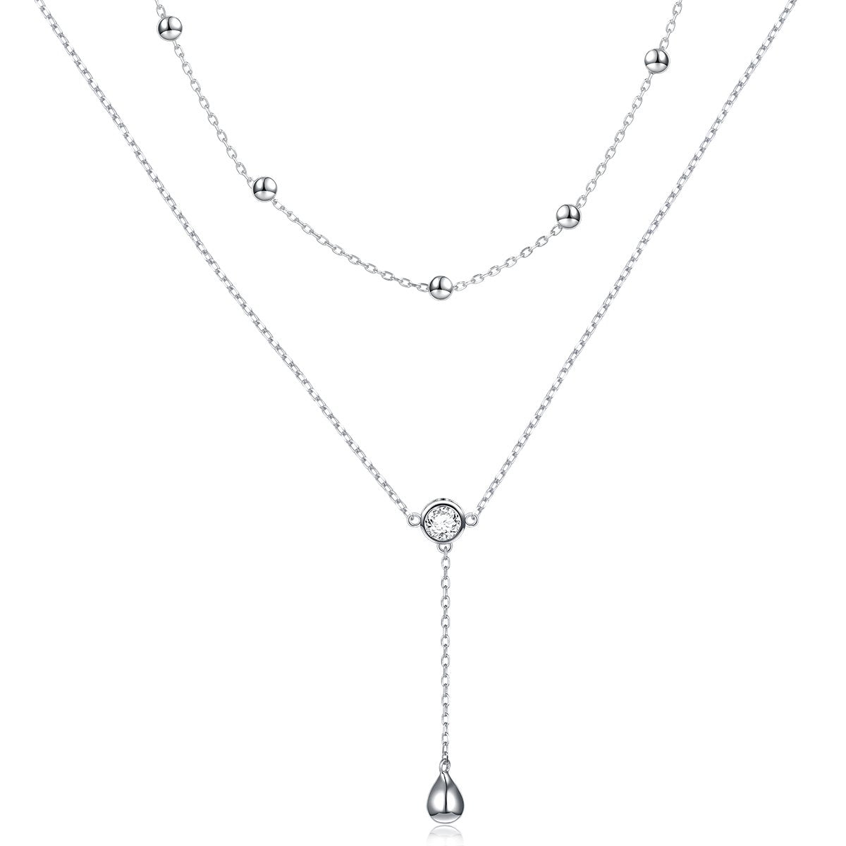 DAOCHONG Layered Necklace for Women Sterling Silver Multilayer Chain Lariat Choker Necklace for Women