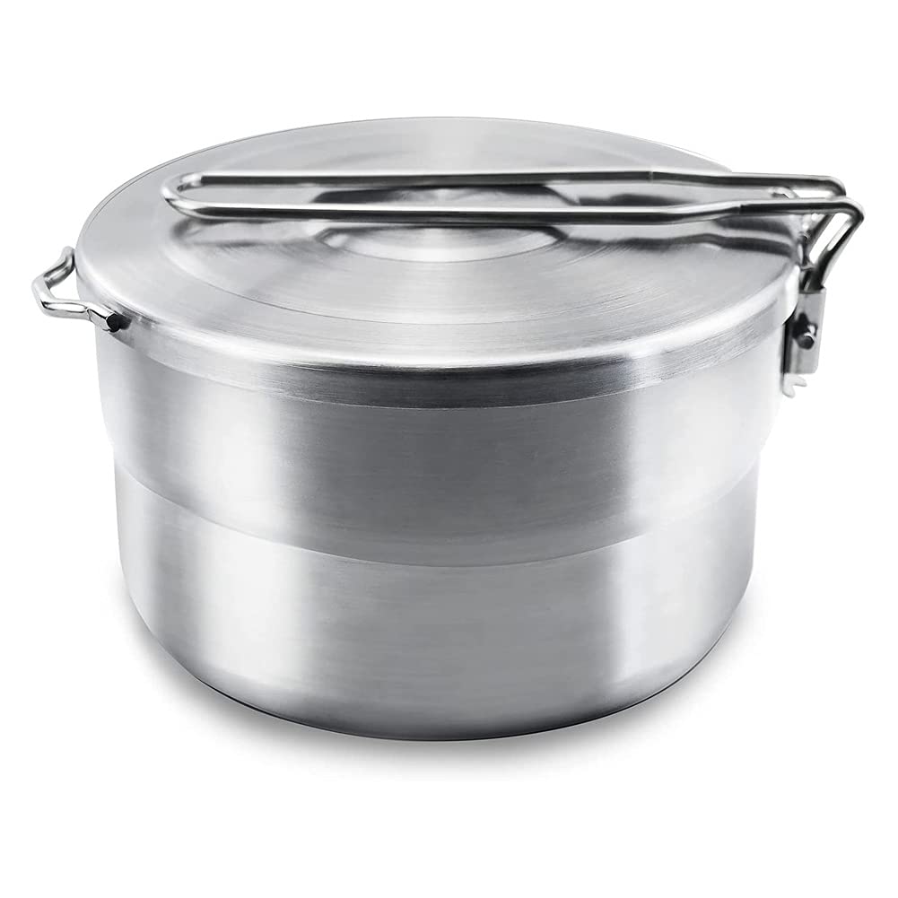 PWPAM Outdoor Cooking Pot Stainless Steel Camping Pan Applicable for Camping Hiking and More Outdoor Activities (1.5L)