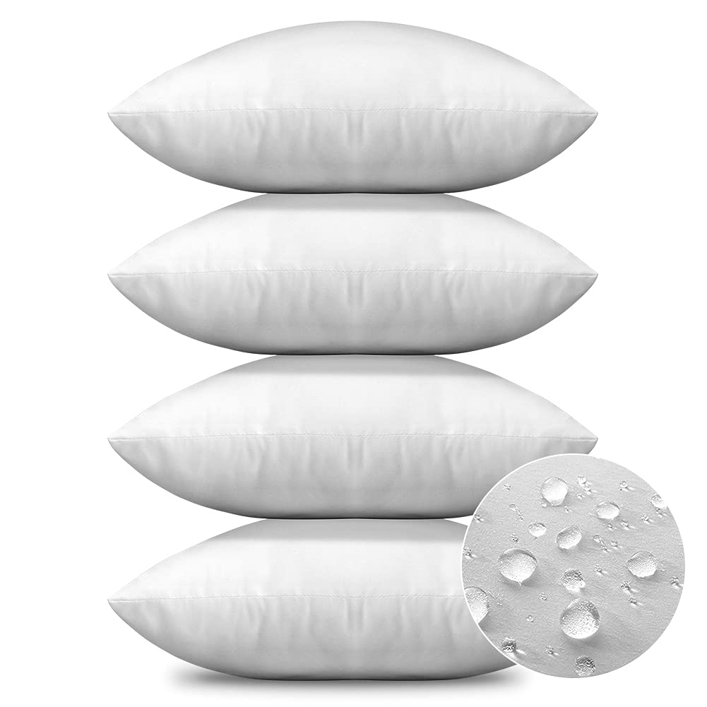 Artscope Premium Square Form Cushion Inner Pads, Set of 4 Waterproof Cushion Stuffer for Patio Garden Bench Sofa Farmhouse - Out-Indoor Decorative Pillows Inserts, Standard/White 45x45cm