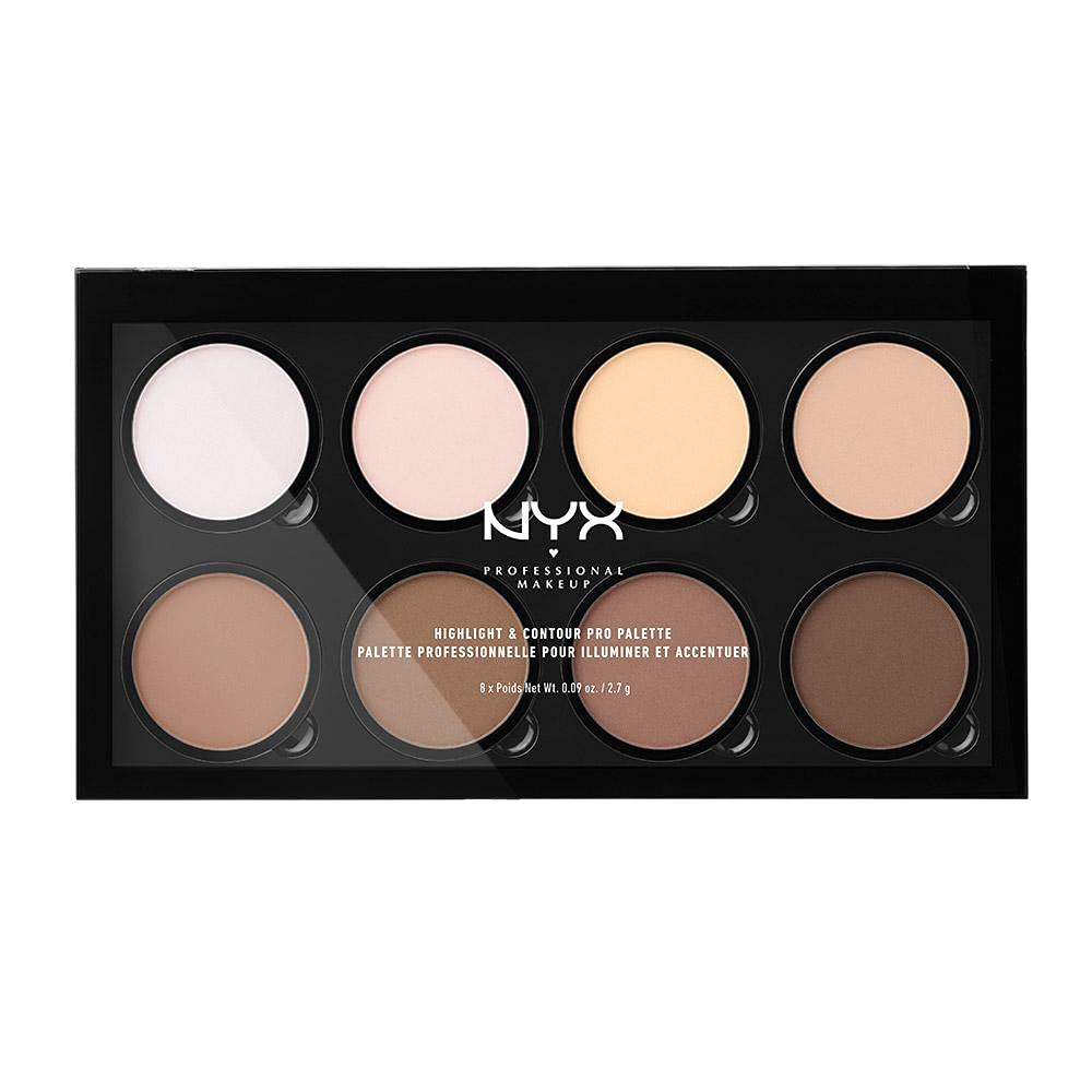 NYX Professional Makeup Highlight & Contour Pro Palette, Powder Contour Kit, Eight Blendable Matte and Pearly Shades