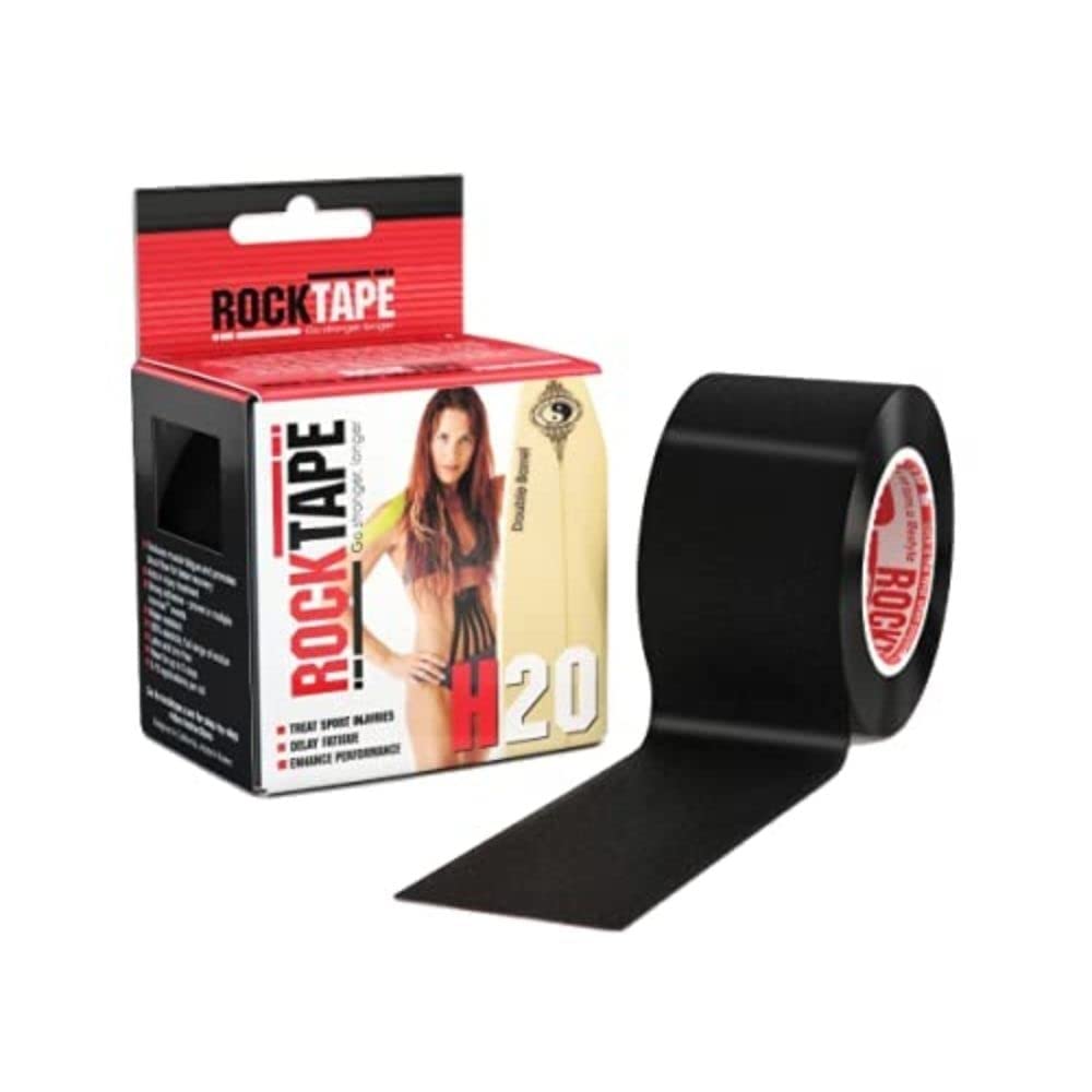 RockTape Kinesiology Tape Athletes, Extra Sticky + Water Resistant, Reduce Pain & Injury Recovery, 5cm x 5m, Uncut, H2O Black,6.09465E+11