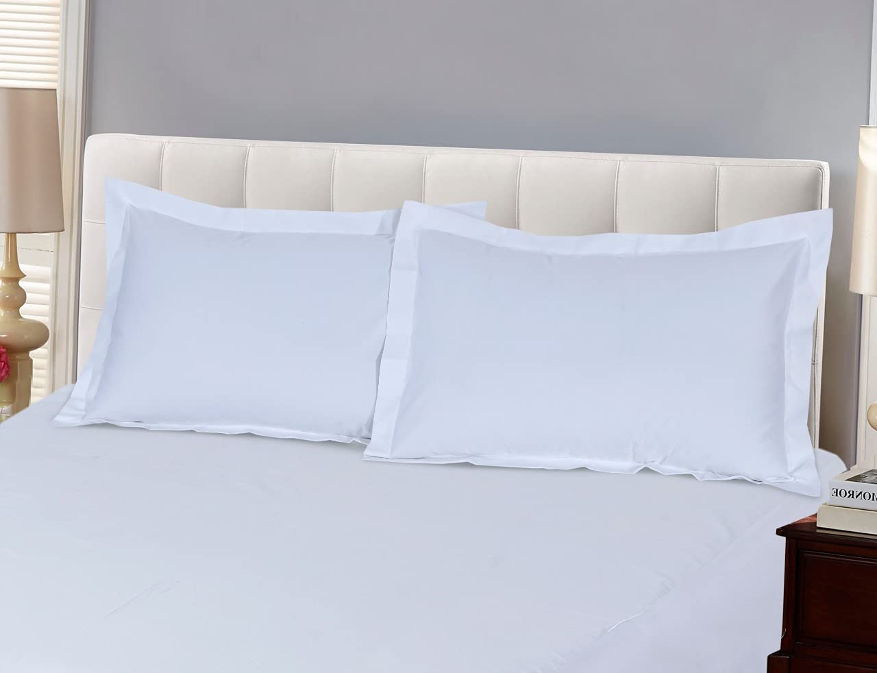 Linen Zone - 800 Thread - 100% Pure Egyptian Cotton - Super Soft - 7 Star Hotel Quality - Oxford Pillow Cases (White, 2 Oxford Pillow Cases)