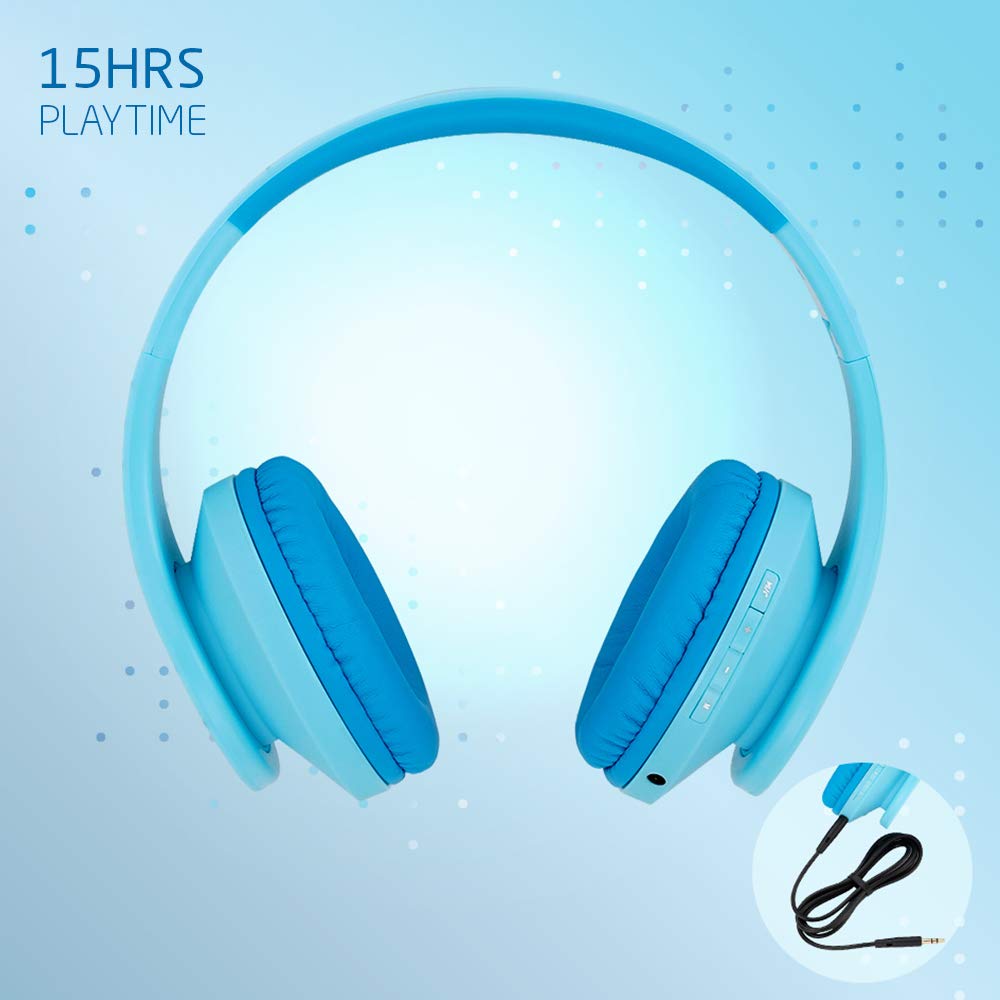 Kids Headphones, PowerLocus P2 Bluetooth Headphones for Kids with Volume Limit 85DB, Kids Wireless Headphones Over Ear with Microphone, Foldable, Carry Case, Micro SD/TF for iPhone/iPad/Laptop/PC/TV