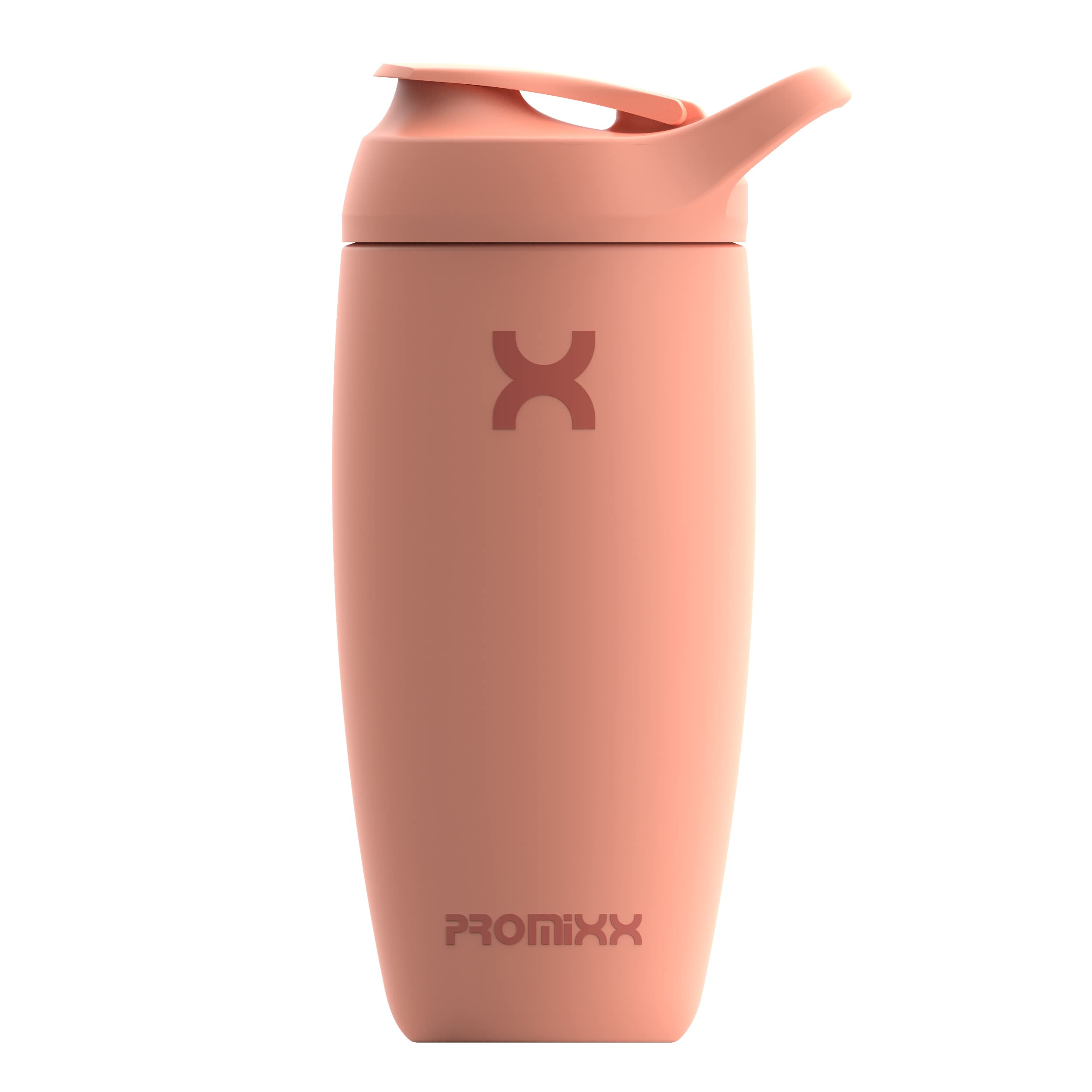Promixx Pursuit Shaker Bottle Insulated Stainless Steel Water Bottle and Blender Cup, 550ml, Coral
