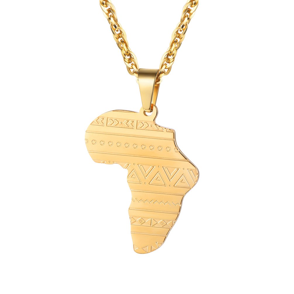 PROSTEEL Women/Men Africa Map Necklace with Hiphop Chain (Gold) – iKura ...