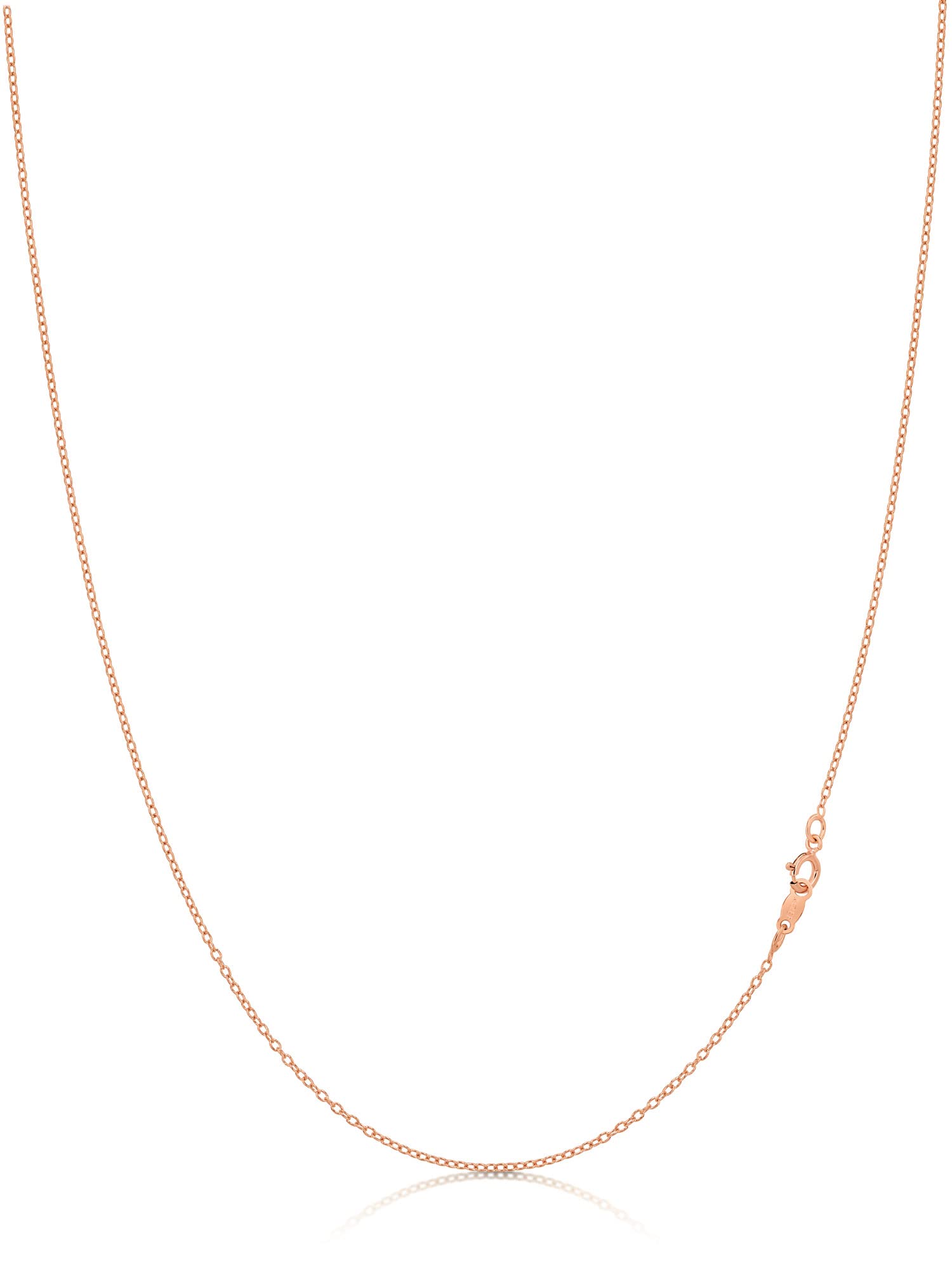 Cable Chain Necklace Sterling Silver Italian 1.3mm Rose Gold Plated Nickel Free 14-36 inch