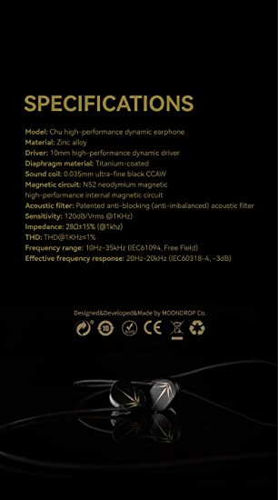 Moondrop CHU High Performance Dynamic Driver IEMs in-Ear Earphone (Without mic)