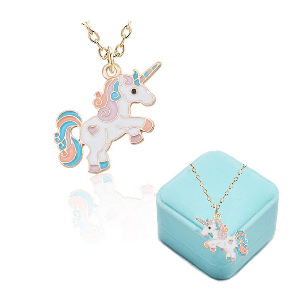 MengCat Kids Unicorn Necklace Girls Rainbow cloud jewelry Unicorn gift for Teen kids Christmas Thanksgiving Halloween with gift box
