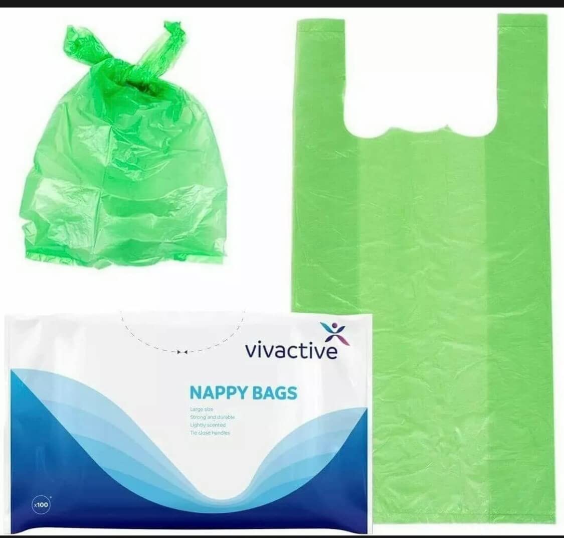 Vivactive Extra Large Incontinence Nappy Disposal Bags - 100 Pack, green
