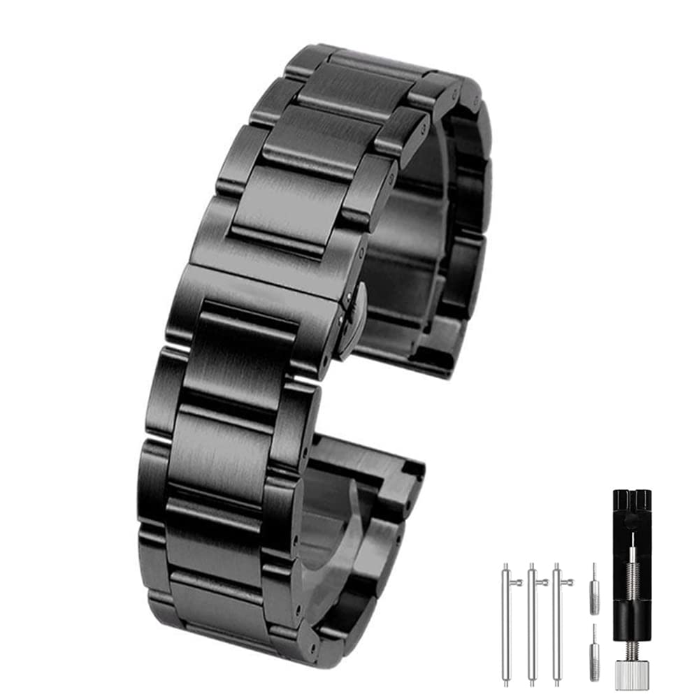 Spolife Quick Release Watch Strap Stainless Steel Replacement Watch Band 18mm 20mm 22mm Black Silver Watchstrap for Men Father Husband