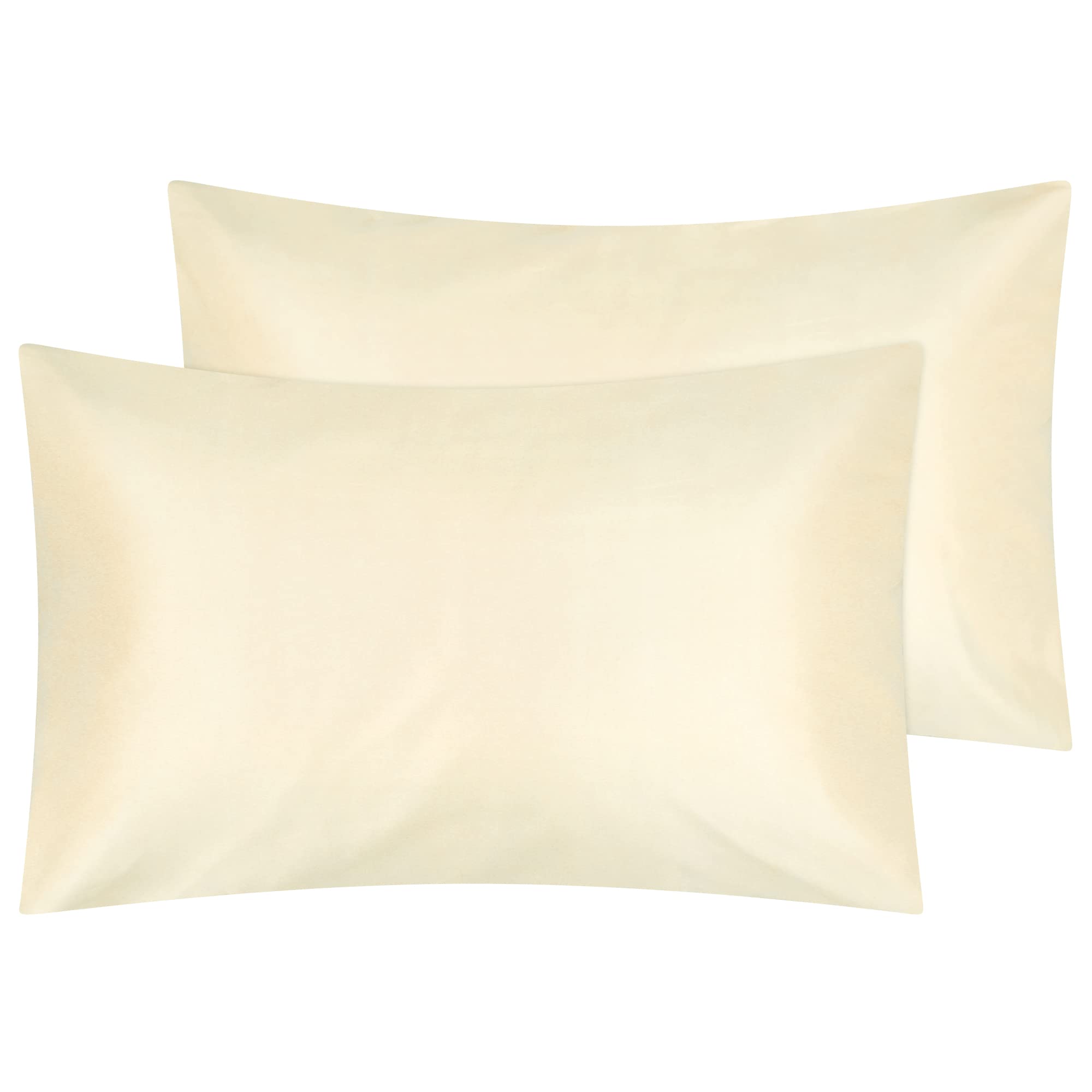 CHELUXS Brushed Microfibre Super Soft Touch Pillowcases Pack of 2 Cozy Standard Pillow Cases with Envelope Closure - Breathable, Stain and Wrinkle Resistant Pillow Covers 50 x 75 cm (Beige)
