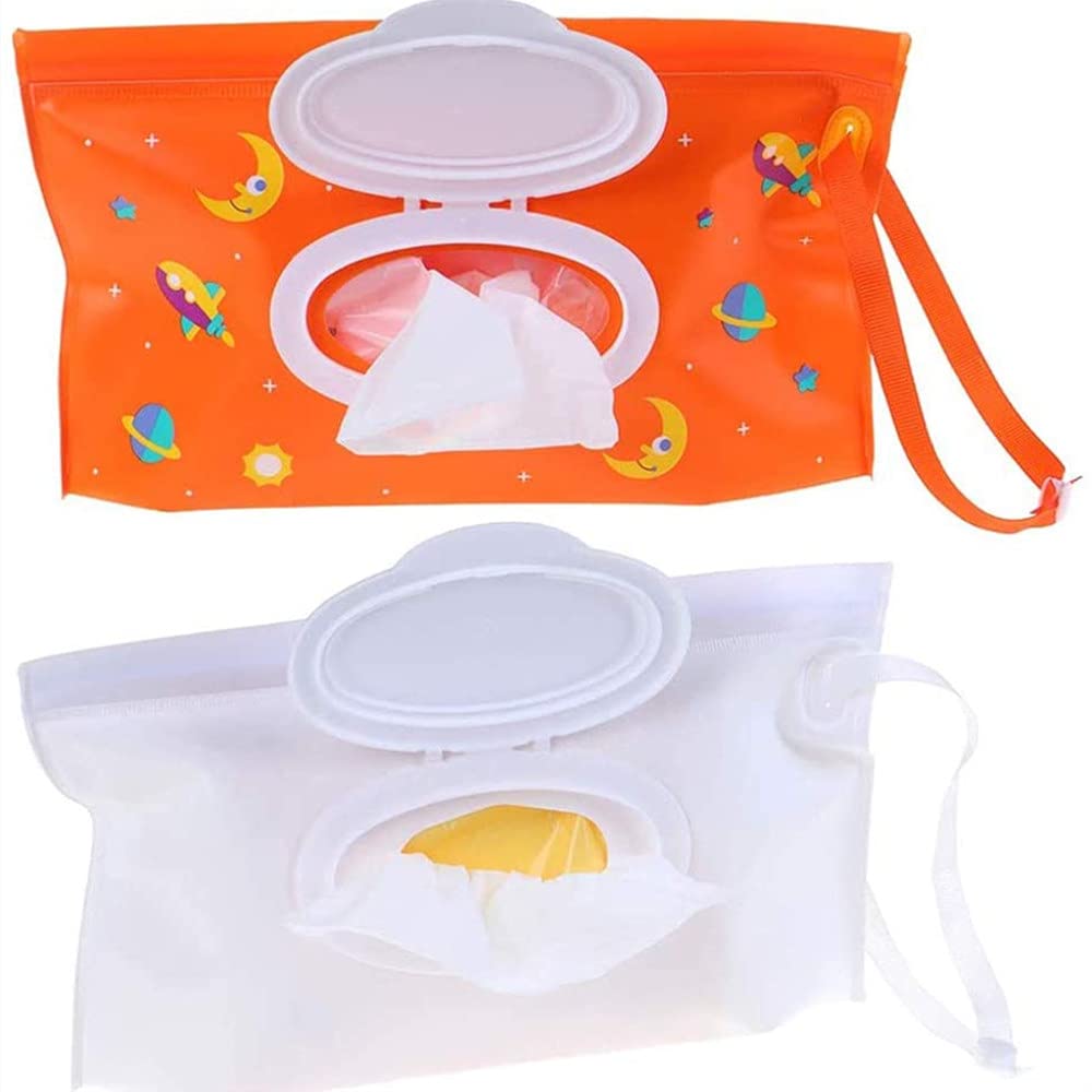 2 Pcs Wet Wipe Pouch Baby Wipes Case Holder Reusable Wet Wipe Bag Cases Travel Wipe Case Dispenser Wipe Pouches for Baby Wipes Personal Wipes Travel Outdoor