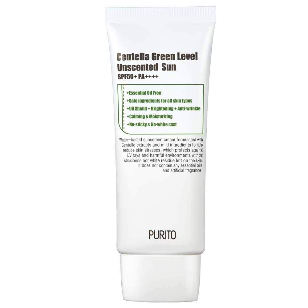 PURITO Centella Green Level Unscented Sun SPF50+ PA++++ 60ml / 2 fl.oz EWG All Green Ingredients, 100%, Cica care, UVA1,2 UVB, Broad spectrum,Lightweight,Sensitive skin,essential oil free