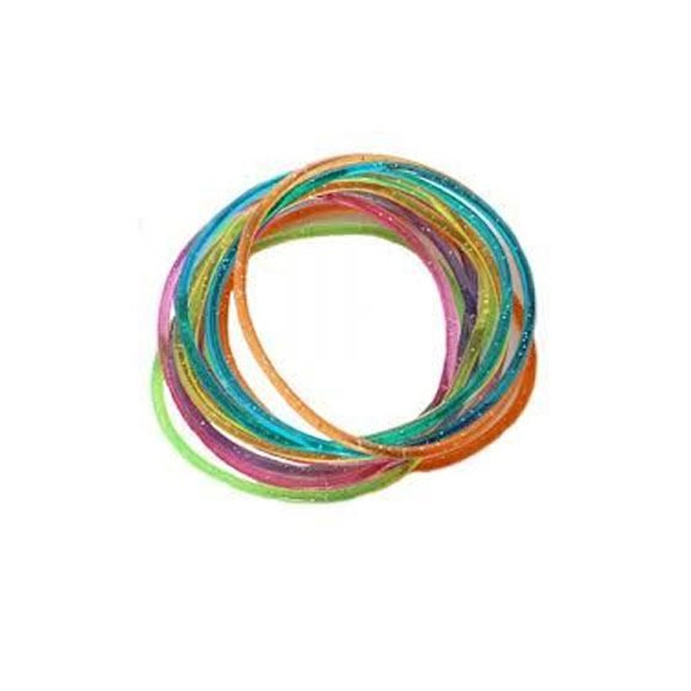 Card of 12 glitter coloured gummy bangles