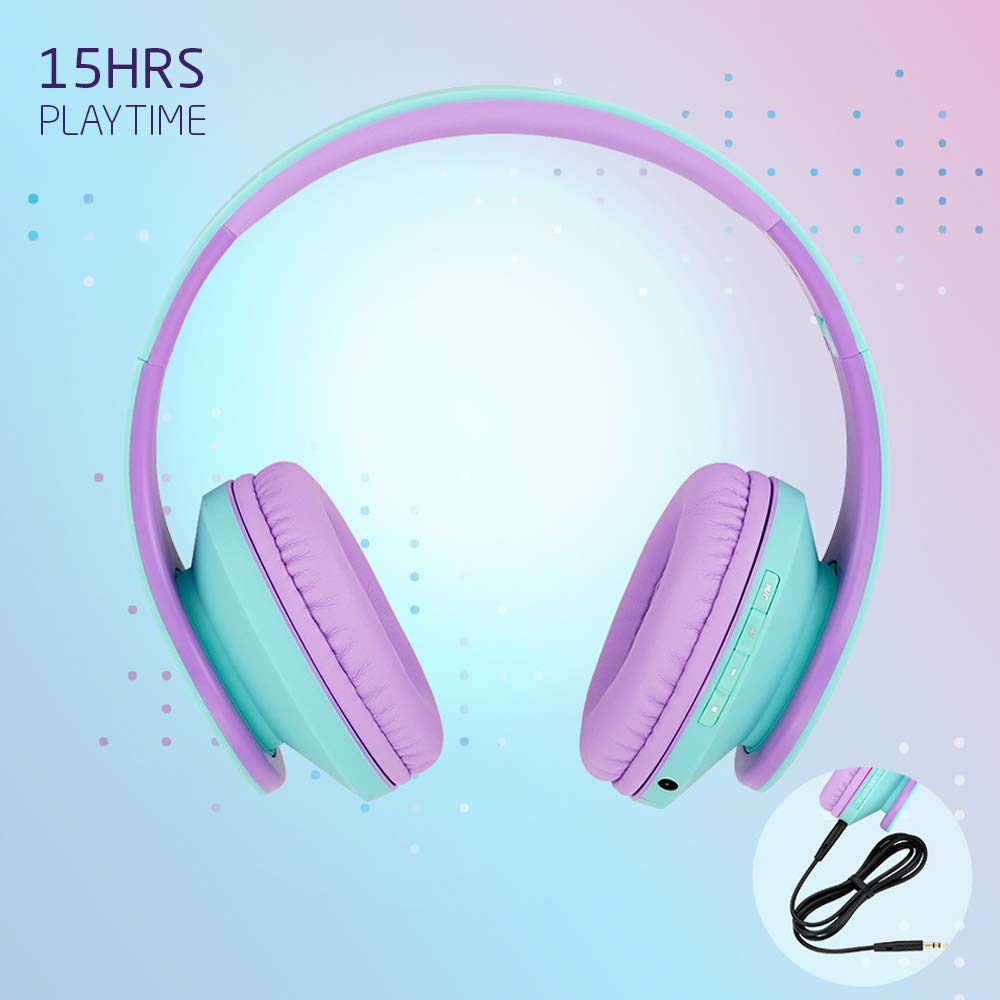 Kids Headphones, PowerLocus P2 Bluetooth Headphones for Kids with Volume Limit 85DB, Kids Wireless Headphones Over Ear with Microphone, Foldable, Carry Case, Micro SD/TF for iPhone/iPad/Laptop/PC/TV