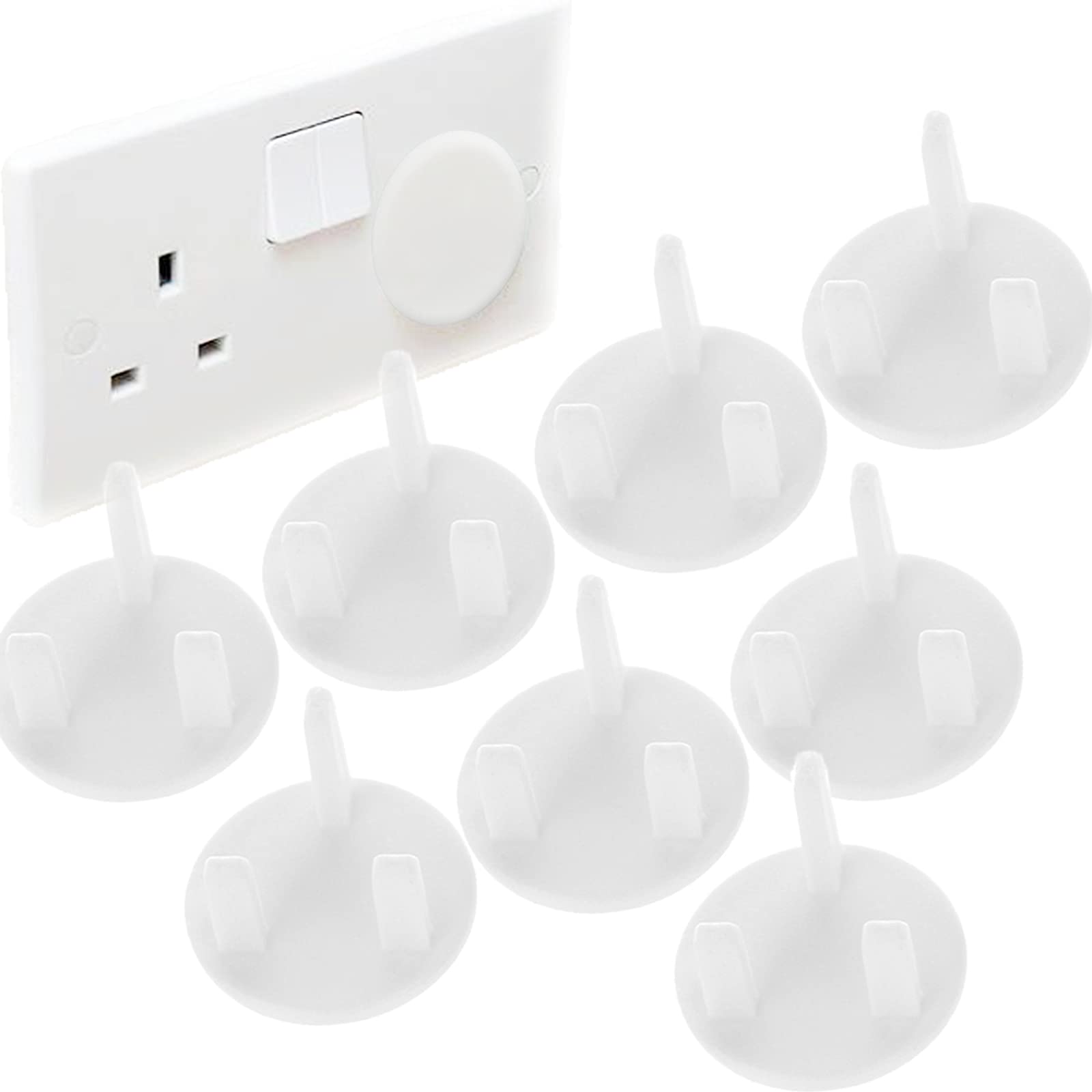 Wendergo Plug Socket Covers UK White Baby Safety Socket Covers Electrical Outlet Socket Protectors Socket Caps, Perfect for Children Safety at Home and School(8Pack)