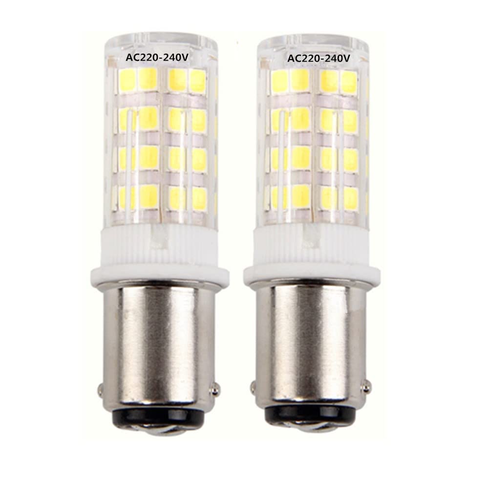 Ba15d LED Bulb AC220-240V 500 Lumens Cool White 6000K - 35W Halogen Lamp Equivalent Double Connect Bayonet for Sewing Machine (Pack of 2）