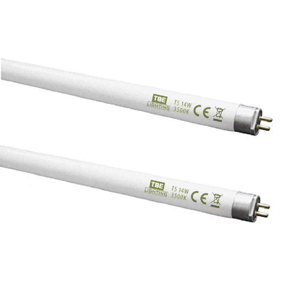 TBE Lighting T5 14w Fluorescent Tube Lamps 549mm - CFL Bulbs - G5 2-Pin Base Fittings - T5 High Efficiency Lamps, Cool White 4000-4500K (2-Pack)