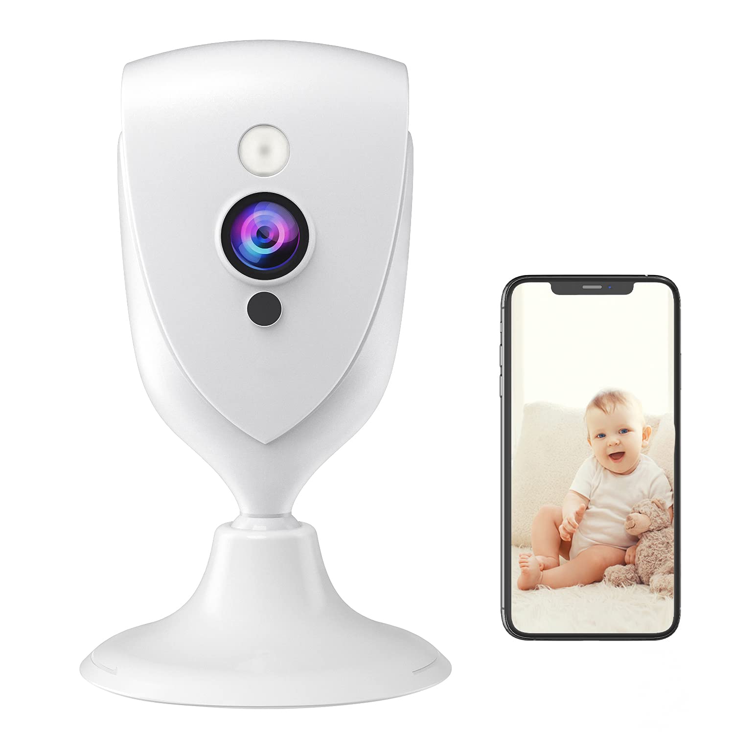 Pet Camera,1080P Mini Baby Monitor with Camera and Audio,Night Vision, 2-Way Audio,Motion Alarm for Home Security Camera,Watch Live Streaming Video Anywhere,Cloud Storage,Work with 2.4G WiFi