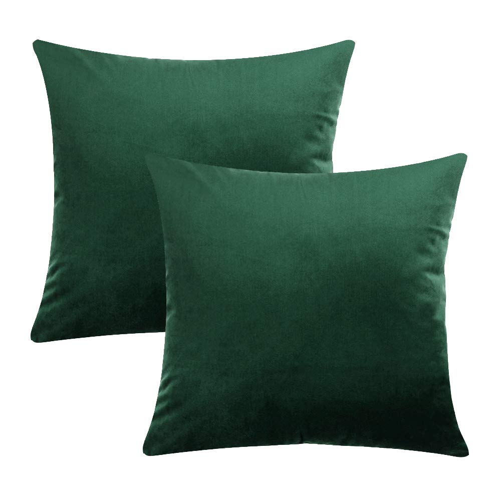 COWORK-UP Velvet Soft Cushion Cover Throw Pillow Case Decorative Square Sofa Pillowcase for Home Xmas Decor Favor, 18 x 18 inch / 45 x 45 cm with Invisible Zipper, Set of 2
