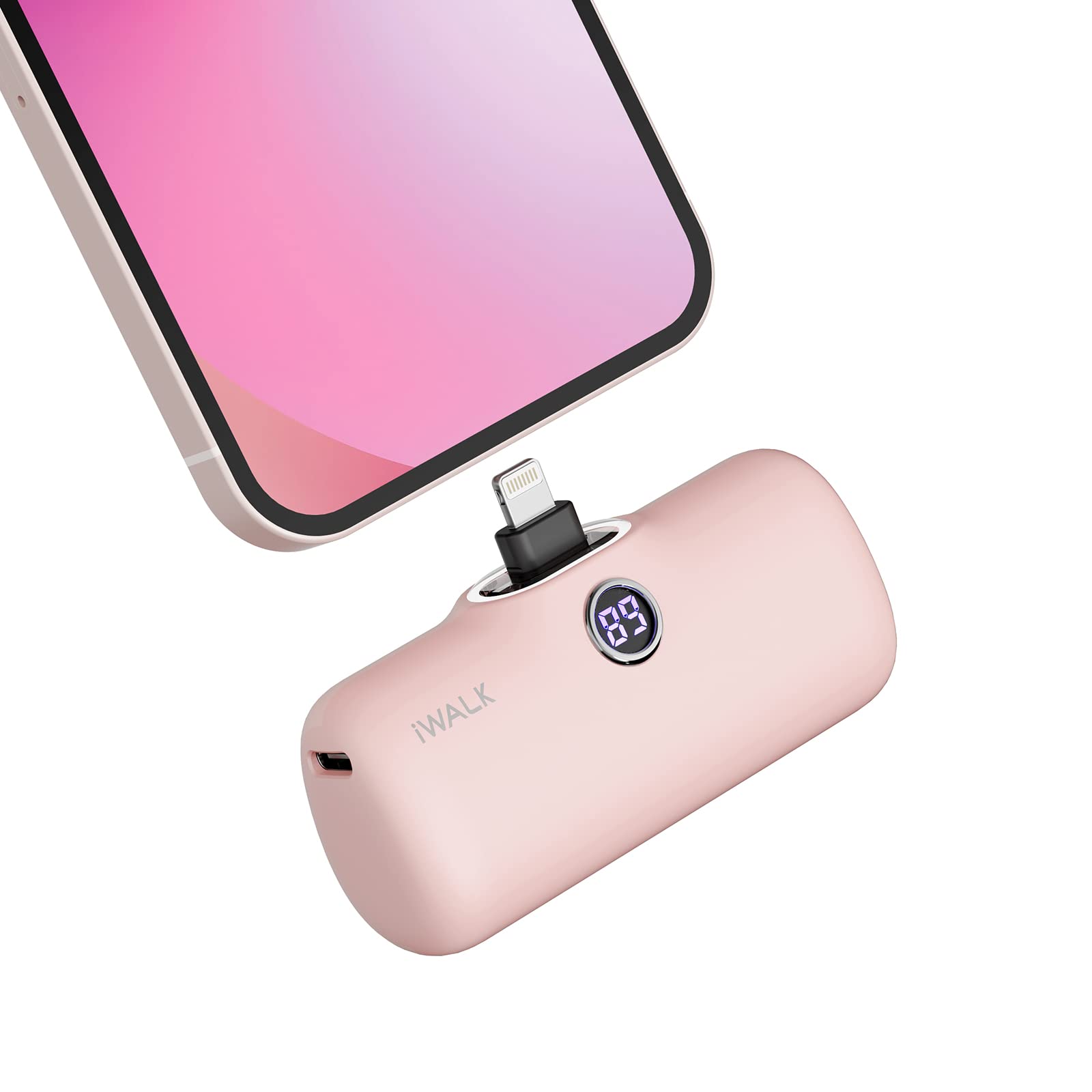 iWALK Portable Charger 4800mAh Power Bank Small and Cute Battery Pack Fast Charging power bank Compatible with iPhone 13/13 Pro/13 Pro Max /12/12 Pro/12 Pro Max/11 Pro/XR/X/8/Plus，Pink