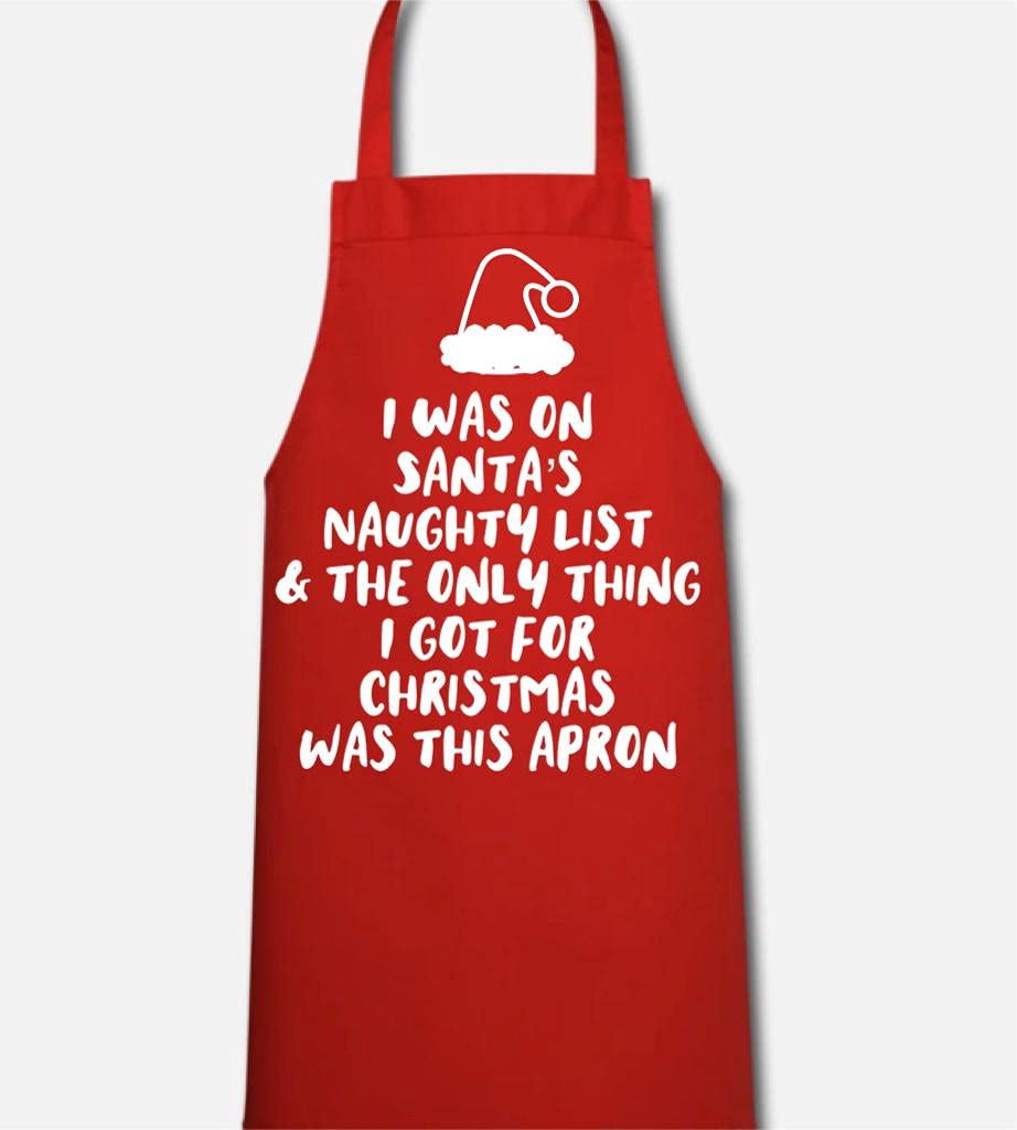 eBoutik - Christmas Cooking Waterproof Apron - Joke Apron for Home Cooking, Xmas Dinner, and BBQ's Perfect Joke Gift for Christmas (Naughty List)