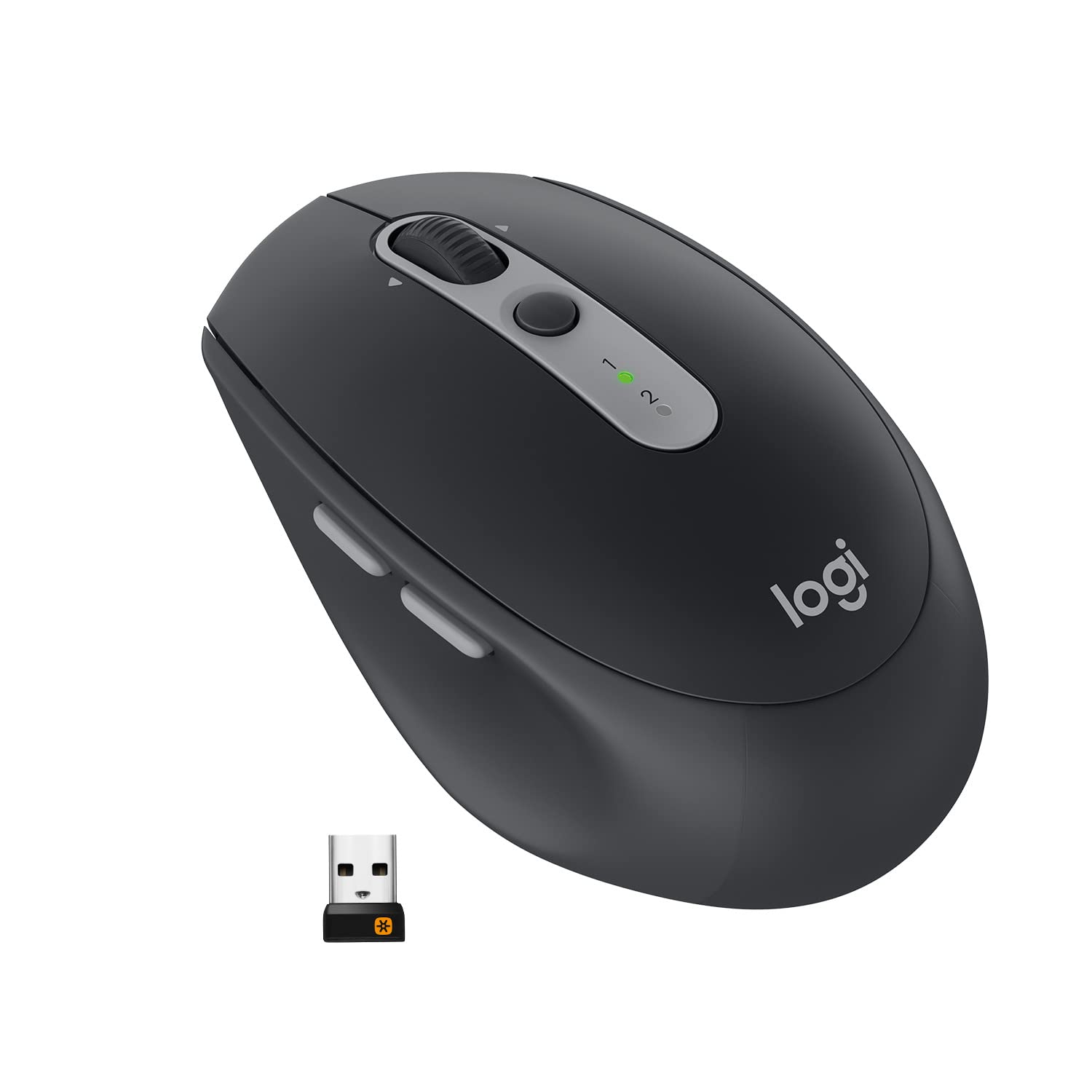 Logitech M590 Multi-Device Silent Wireless Mouse, Bluetooth, 2.4GHz USB Unifying Receiver, 1000 DPI Optical Tracking, 2-Year Battery, 5 Customisable Buttons, Compatible with PC, Mac, Laptop - Black