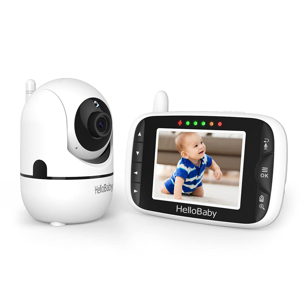 Baby Monitor,Hello Baby Monitor with Camera and Audio, 3.2'' LCD Screen,Rotate 355°horizontally and120°vertically,VOX Mode,Two-Way Audio, Night Vision,Temperature Monitoring, Lullabies