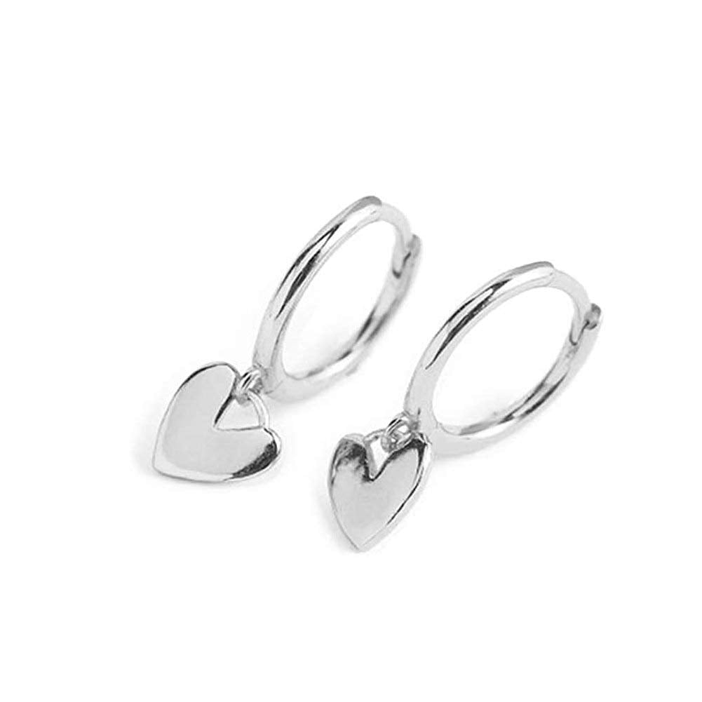 Cute Heart Love Dangle Drop Cartilage Small Huggie Hoop Earrings For Women Girls Minimalist S925 Sterling Silver Charm Dangling Cuff Sleeper Hoops Dainty Hypoallergenic Jewelry Gifts for Her