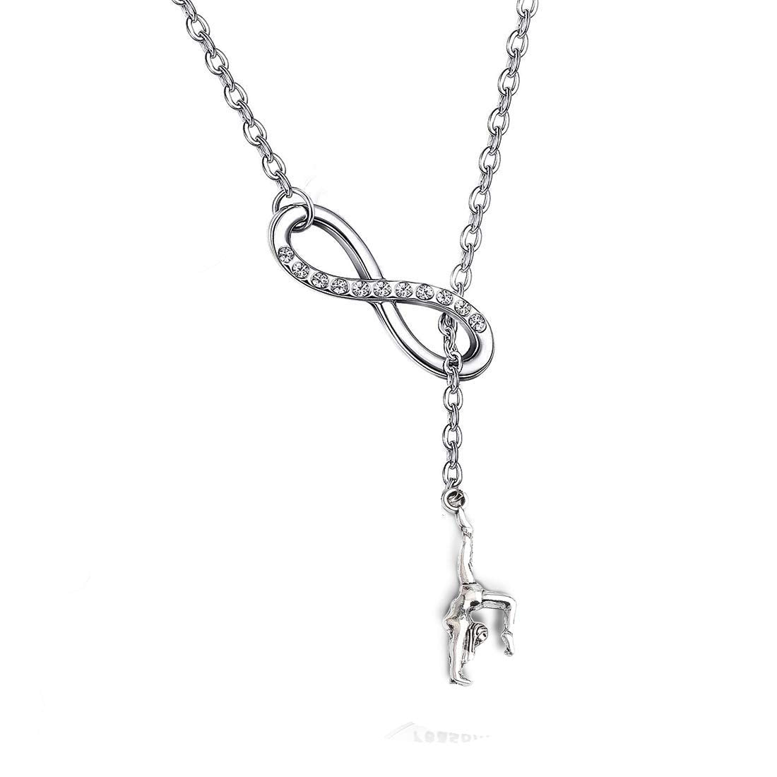 Gymnast Gift Gymnastics Y Necklace Infinity Love Charm Gymnast Bracelet Gymnastics Class Jewelry Gift for Women Girls (necklace, sl)