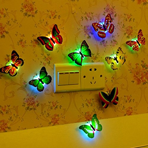 (6PCS) Butterfly Lights, Colorful 3D Butterfly Wall Stickers Girls Bedroom Gift Flashing, Creative LED Night Light Stickers, Used for Home Decoration and Room Decoration
