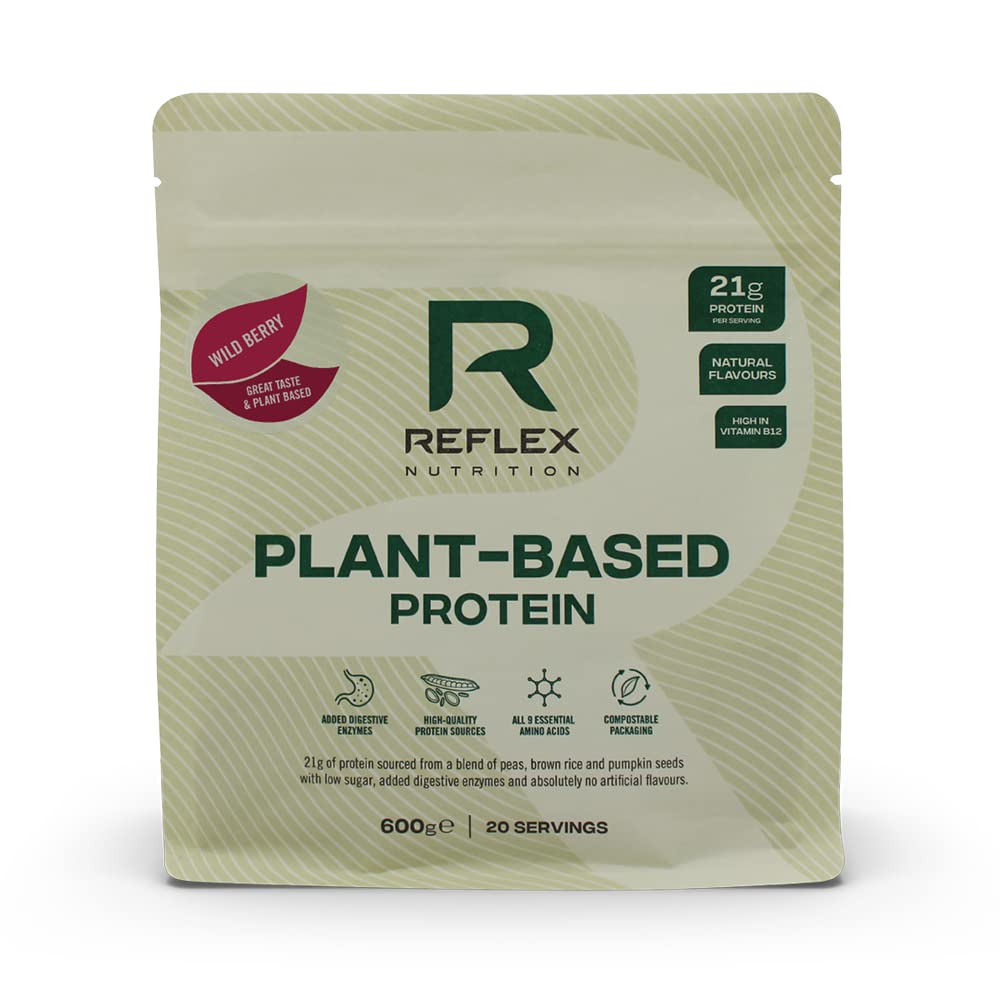 Reflex Nutrition Plant Based Vegan Protein | with B12 | Great Taste | Vegan Protein | (Wild Berry, 600g)