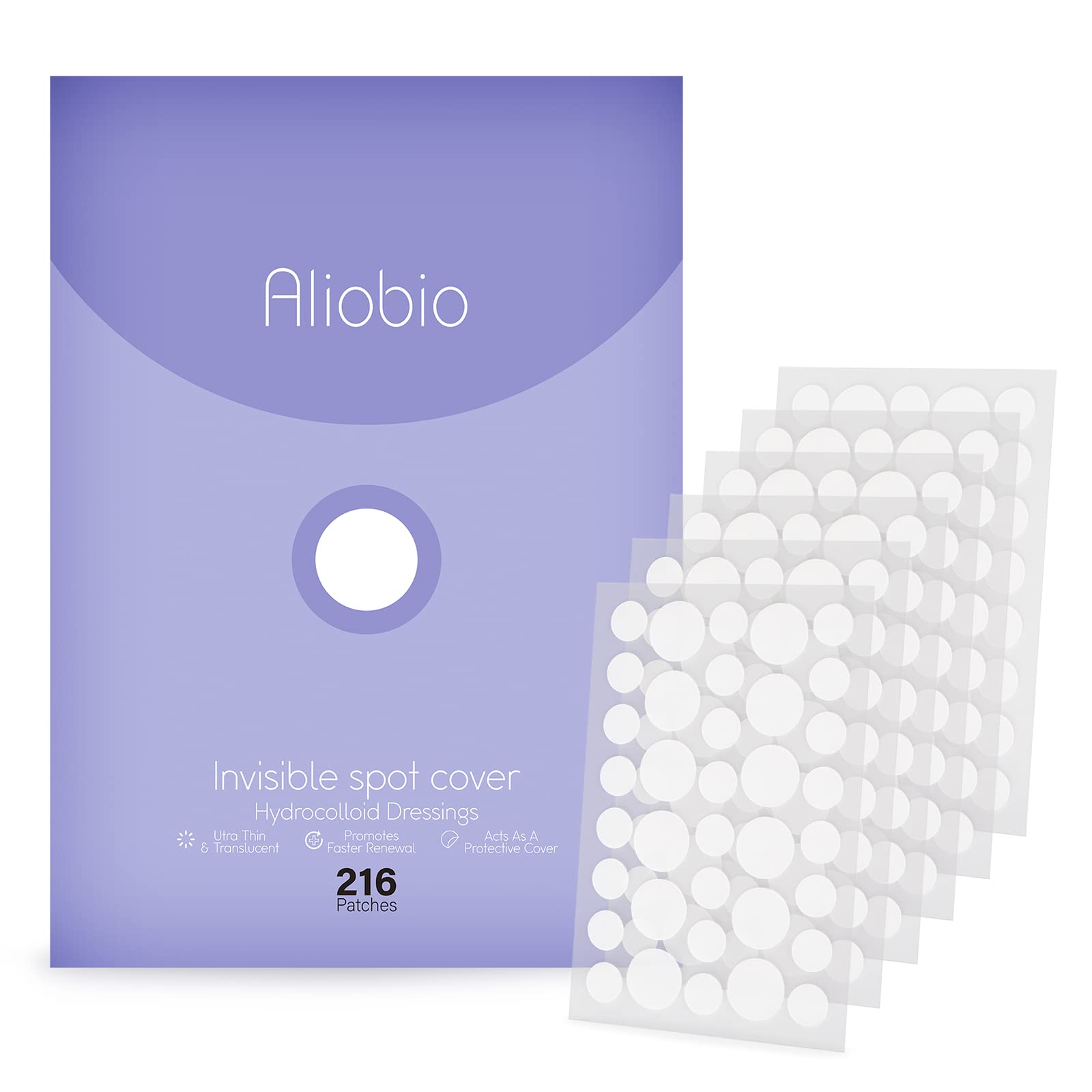 Acne Patches Aliobio Hydrocolloid Patches Pimple Patches Spot Patches Invisible Acne Stickers (6 sheet/216 Patches)