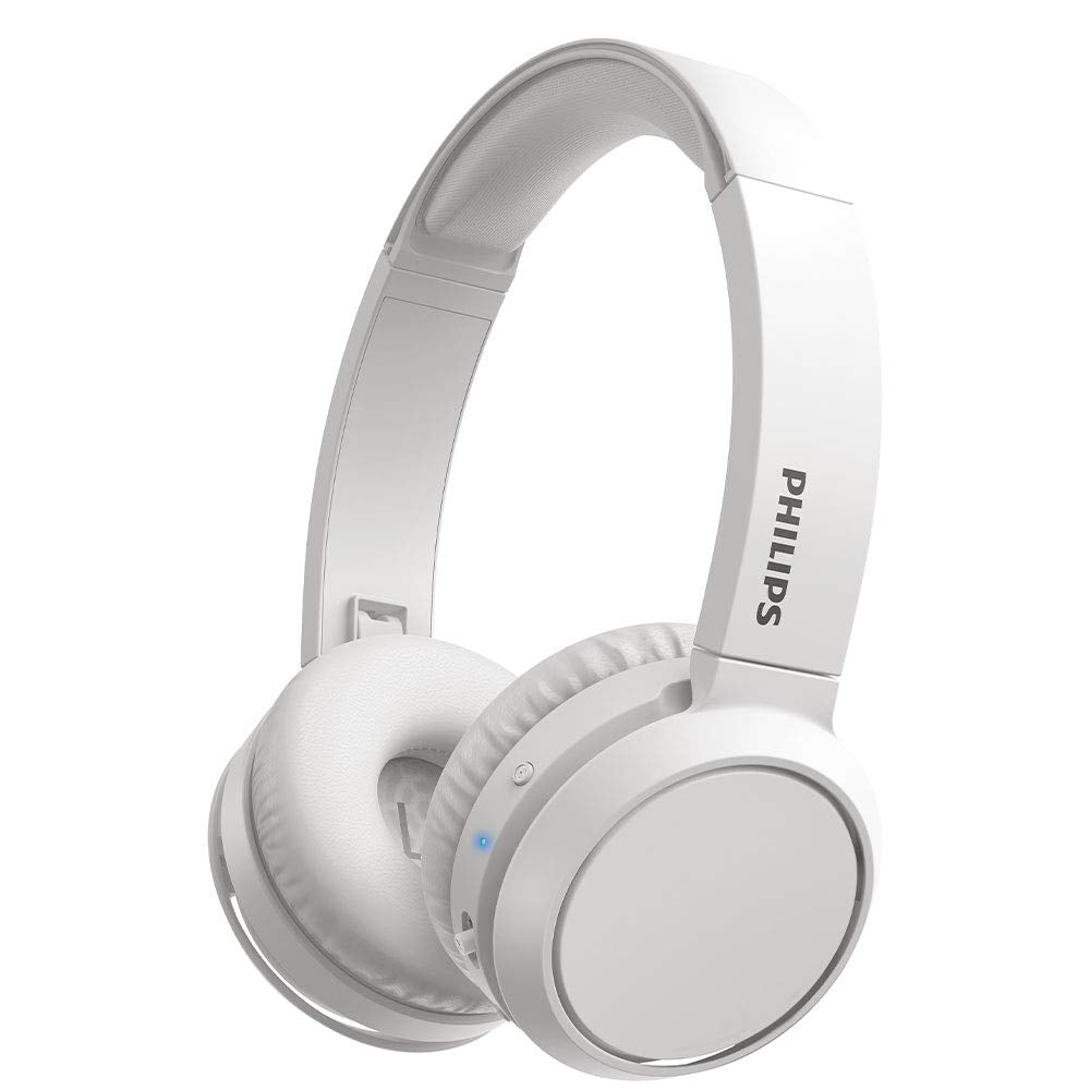 Philips On-Ear Headphones H4205WT/00 with Bass Boost Button (Bluetooth, 29 Hours' Playback Time, Quick Charging Feature, Noise Isolating, Flat Folding), Matte White
