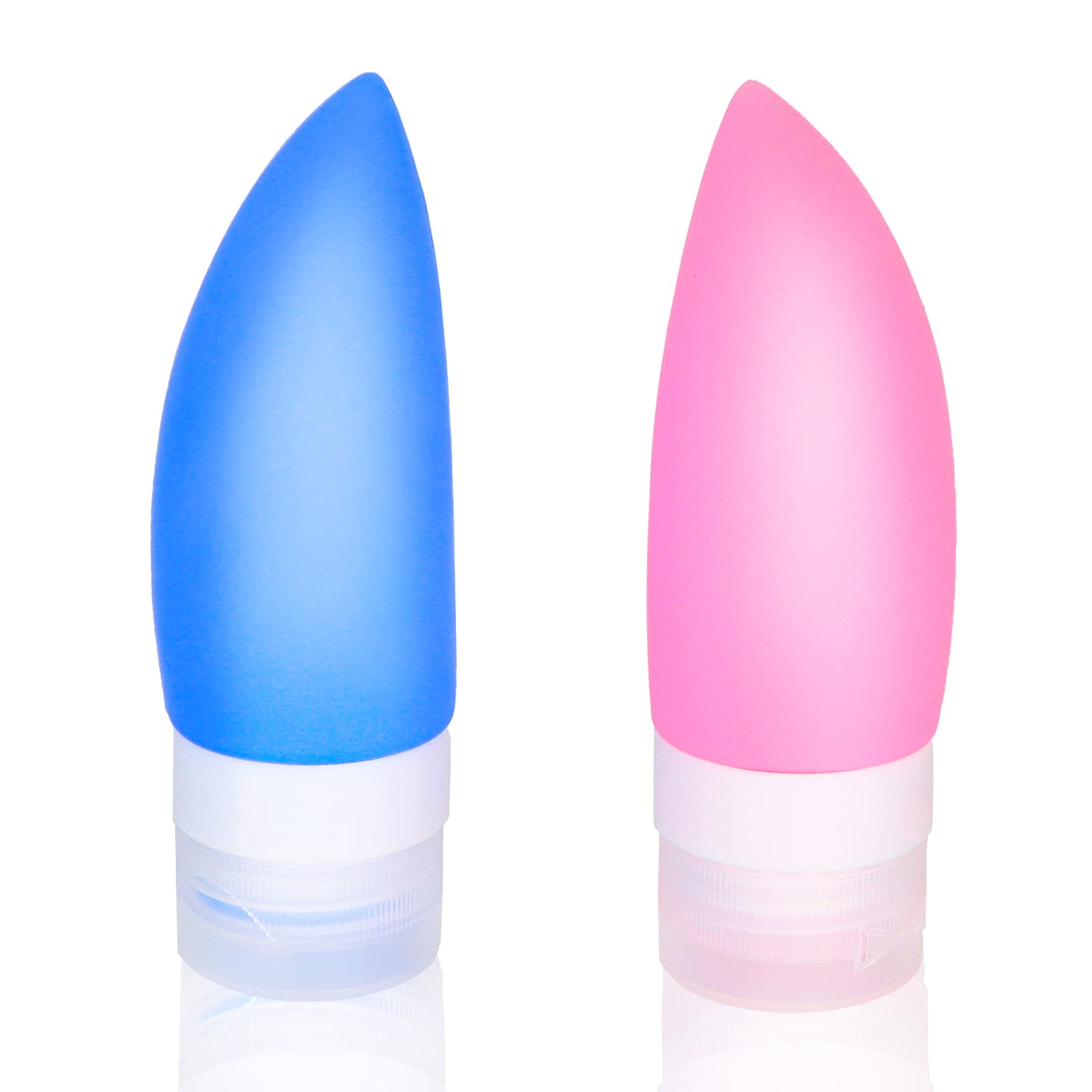 AFLOWER Silicone Travel Bottles, 2 pack Leak Proof Refillable Squeezable Containers Set, 90 ml Silicone Tubes Travel Size Toiletries Containers Portable Travel Bottles, Blue,pink, 12X4.5CM