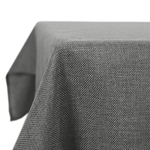 Deconovo Faux Linen Table Cloth Wipe Clean Water Resistant Tablecloth for Party 54x79in(137x200cm) Light Grey