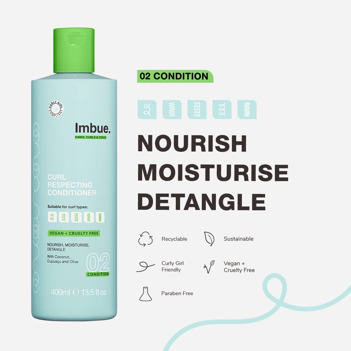 Imbue Curl Respecting Hair Conditioner Protein Rich - Vegan, Wavy Curly & Coily hairs Curly girl Movement - 400 ML Paraben Free