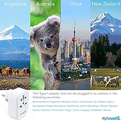 UK to Australia Plug Adapter With USB Ports | MyTravelPal® China Australia Travel Adaptor With 3 USB Slots | Safe & Grounded Type I Travel Adapter Plug | Australian New Zealand Fiji Argentina